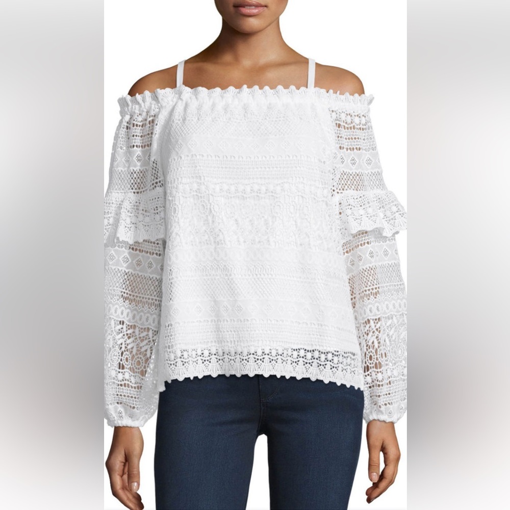 Parker Lace Jordana Cold-Shoulder Blouse, Ivory - Picture 2 of 5
